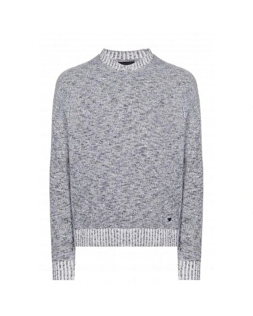 Emporio Armani Gray Round-Neck Knitwear for men