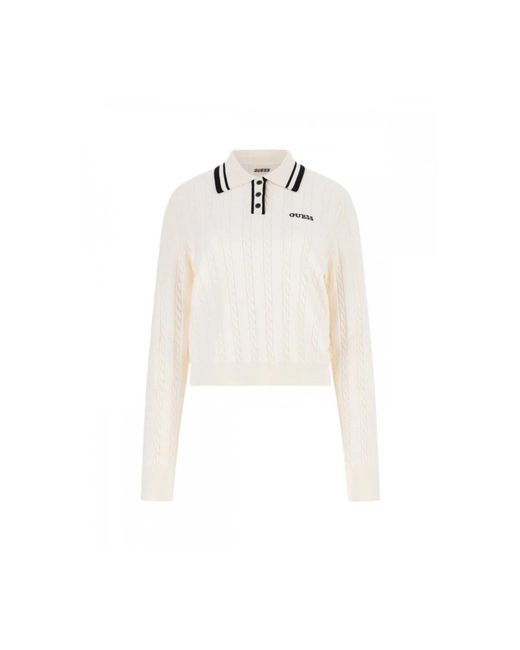 Guess White Round-Neck Knitwear