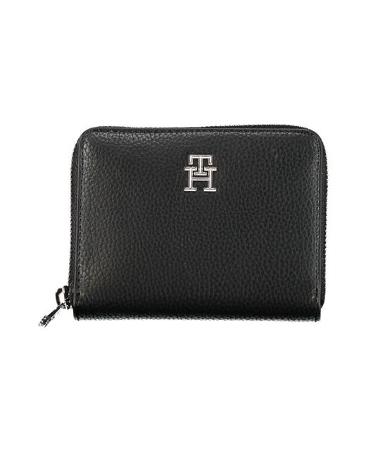Portafoglio elegante nero con zip di Tommy Hilfiger in Black