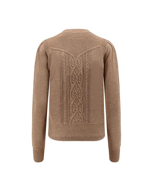 Isabel Marant Brown Brauner Zopfmuster Pullover Mit Polsterung