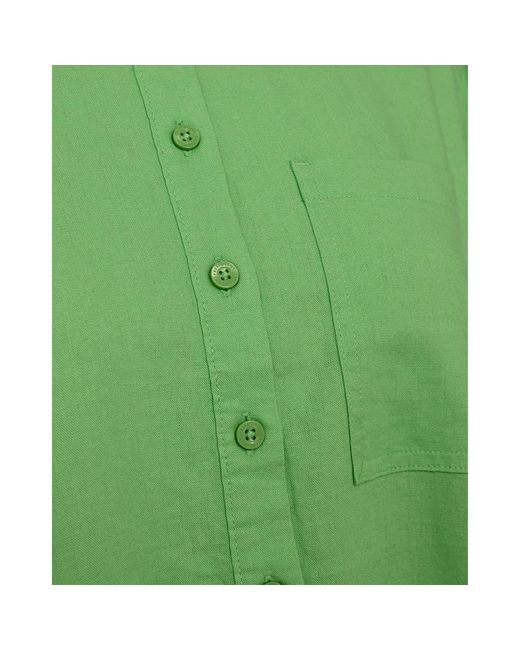 Freequent Green Grünes leinenkleid mit knopfleiste