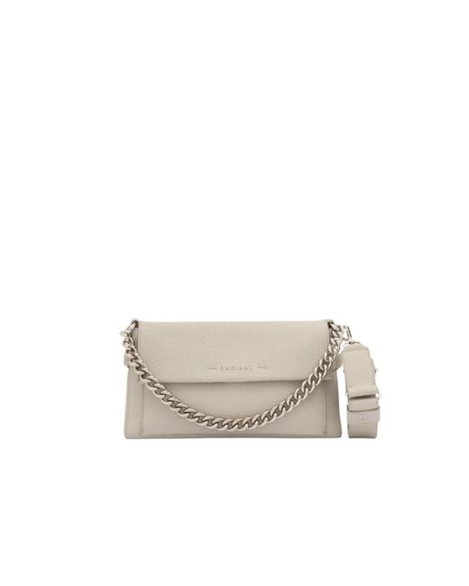 Orciani Gray Weiche Leder-Schultertasche Mit Kette Und Riemen