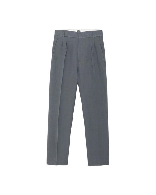 Pantaloni regolari in lino con doppie pieghe di Mauro Grifoni in Gray da Uomo