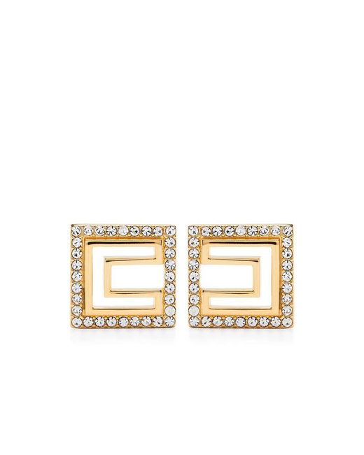 Elisabetta Franchi Metallic Goldfarbene logo-ohrringe paar