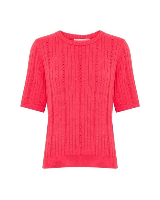 Round-Neck Knitwear Ichi de color Pink
