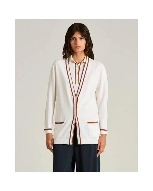 Kiton Truien & Vesten ,Wit ,Wol Fijnwollen Vest Met Contrasterende Biezen in het White