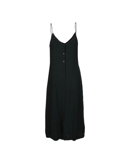 Calvin Klein Black V-Ausschnitt Kleid Mit Knöpfen