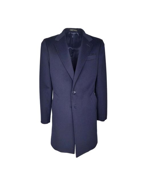 Cappotto in lana blu a singola piazza di Made in Italia in Blue da Uomo