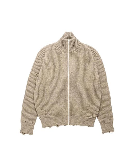 MM6 by Maison Martin Margiela Leder Hochgeschlossene Jacke in Natural für Herren