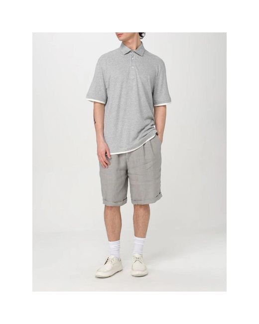 Brunello Cucinelli Blaue Leinen-Shorts Mit Lockerer Passform in Gray für Herren