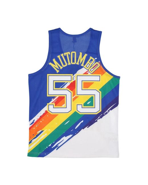 Mitchell & Ness Fitness ,Veelkleurig ,Polyester Nba Basketbalshirt Mutombo 55 in het Blue voor heren
