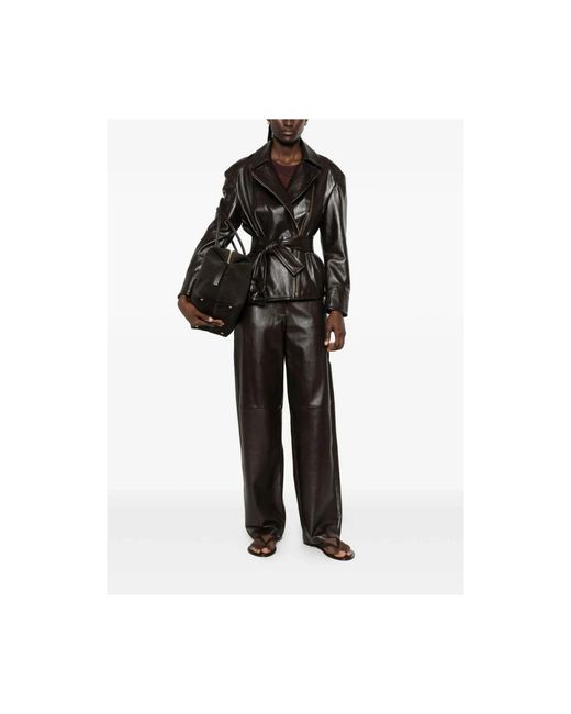 Max Mara Gray Leather Trousers