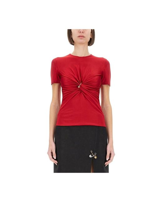 Versace Tops ,Rood ,Embellished Twist Front Top in het Red