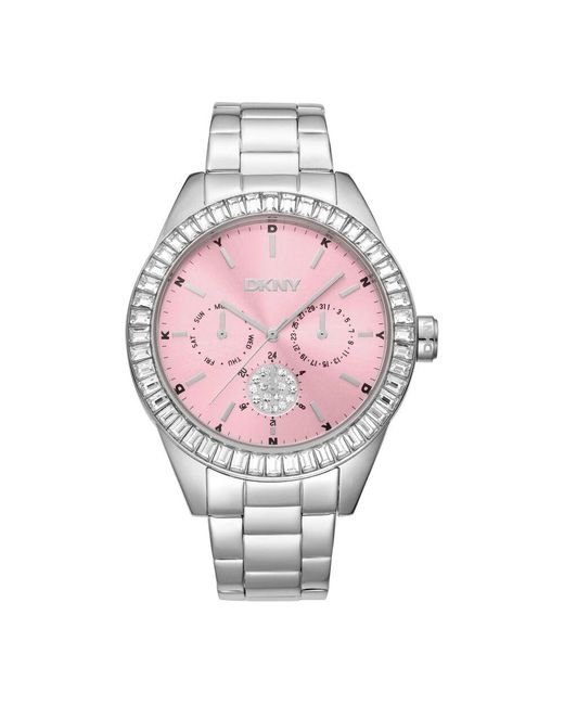 DKNY Pink Elegante Chronograph Quarzuhr Mit Stahlarmband