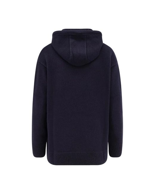 Max Mara Hoodies & Sweatvesten ,Blauw ,Wol Liana Hooded Sweatshirt in het Blue