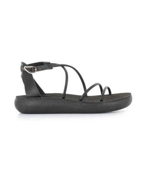 Ancient Greek Sandals Black Flat Sandals