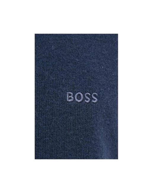 Boss Emario Halfzip in het Blue voor heren