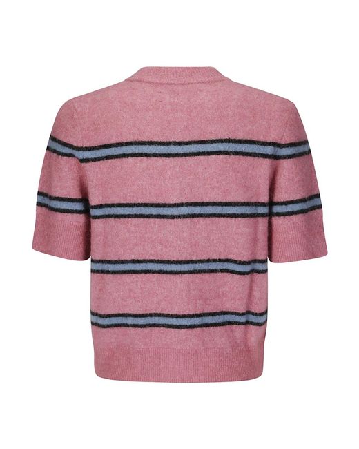 Samsøe & Samsøe Pink Gestreifter Woll-Cardigan Mit Knopfverschluss
