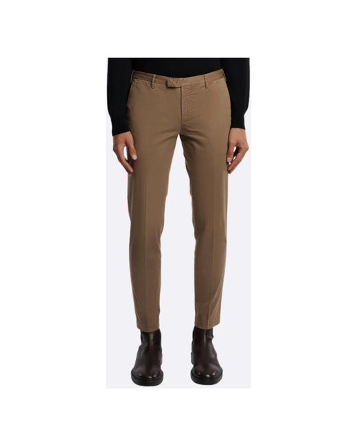 PT Torino Brown Slim-Fit Trousers for men