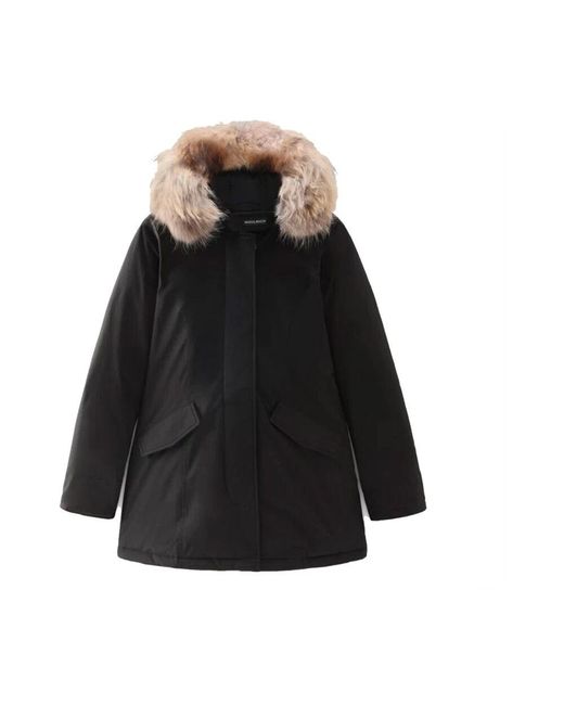 Woolrich Black Authentic Arctic Parka in Ramar mit abnehmbarem Pelzbesatz Dunkelblau