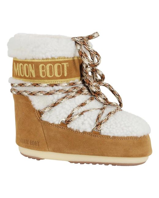 Moon Boot Metallic Shearling Low Boot Whisky Wildleder