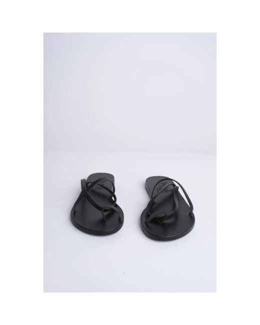 Ancient Greek Sandals Black Flat Sandals