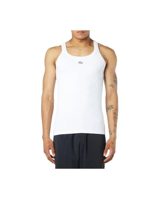 DIESEL White Sleeveless Tops for men