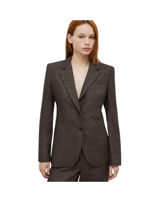 Marella Jassen ,Bruin ,Lurex Blazer Met Array-Patroon in het Black