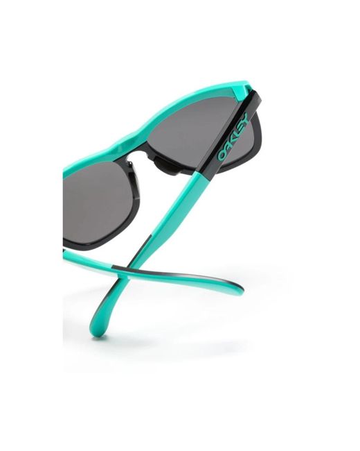 Oakley Blue Wraparound schwarze/blau sonnenbrille mit grauen gläsern