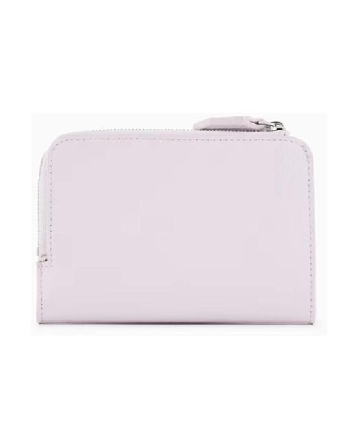 Emporio Armani Pink Leder geldbörse mit logoaufdruck