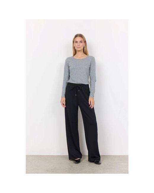 Soya Concept Comfortabele Zwarte Modal Blend Broek in het Black