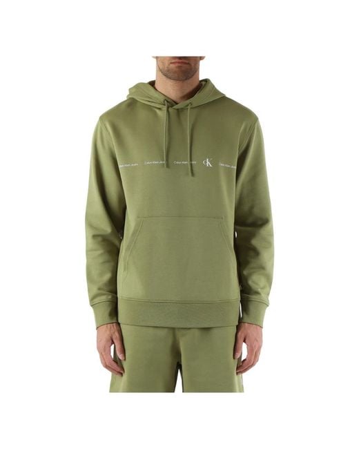 Calvin Klein Baumwollkapuzenpullover mit logodruck in Green für Herren