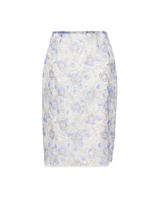 Prada White Blumenspitze Bleistiftrock