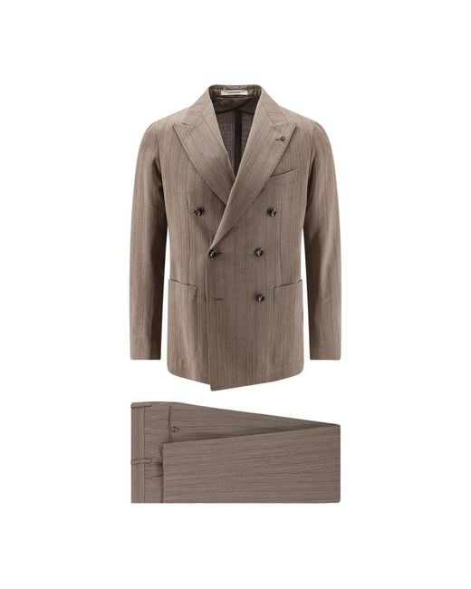 Tagliatore Gray Double Breasted Suits for men
