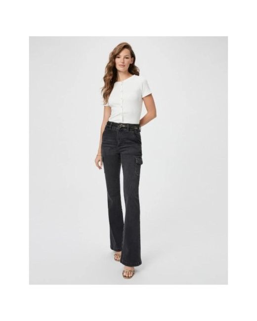 PAIGE Jeans ,Zwart ,Katoen Zwarte Cargo Broek Met Zakken En Dubbele Knopen in het Black