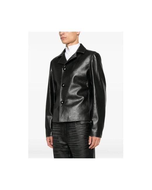 MM6 by Maison Margiela Black Leather Jackets for men
