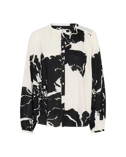 Soaked In Luxury Black Blumiges Hemd Mit Langen Ärmeln