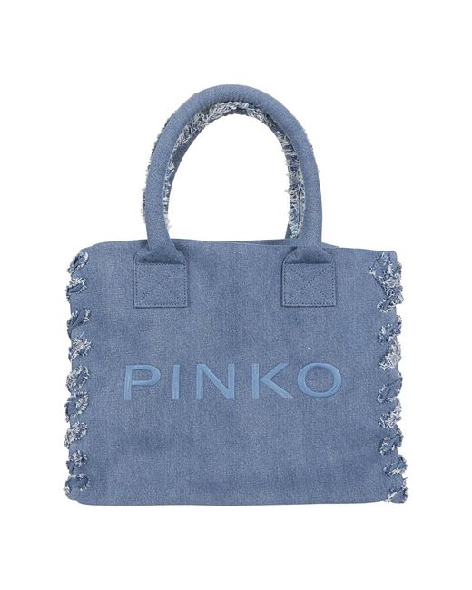Vintage denim borsa per la spesa al mare di Pinko in Blue