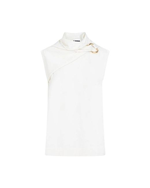 Jil Sander White Sleeveless Tops