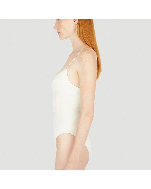 Ziah White Almond swimsuit with fine straps