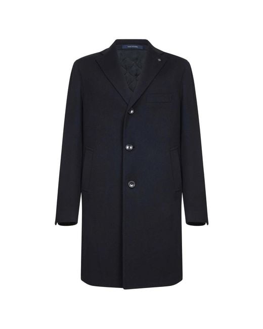 Tagliatore Blue Single-Breasted Coats for men