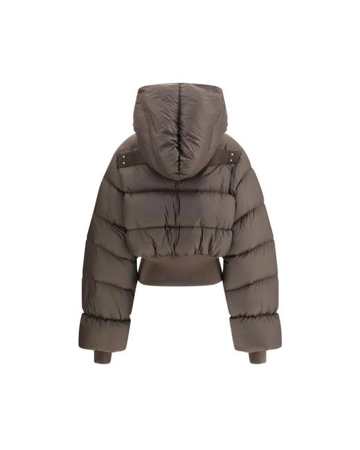 Rick Owens Jassen ,Bruin ,Katoen Korte Gewatteerde Hoodiejas in het Brown