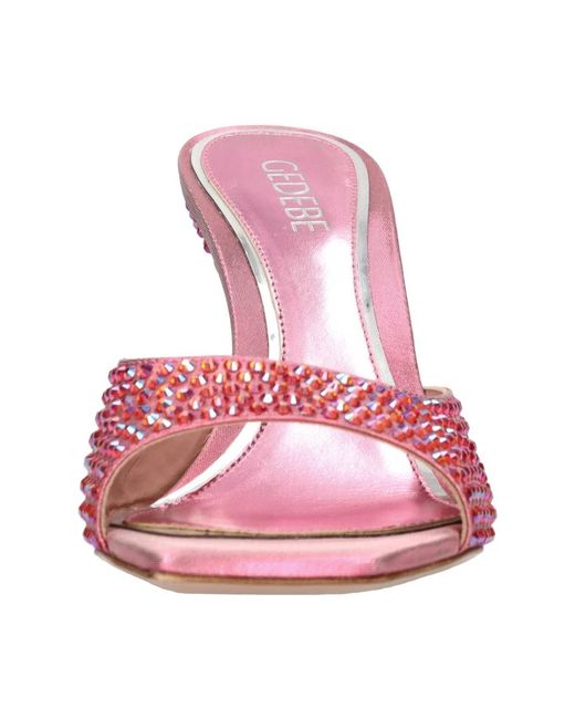 Gedebe Pink Heeled Mules