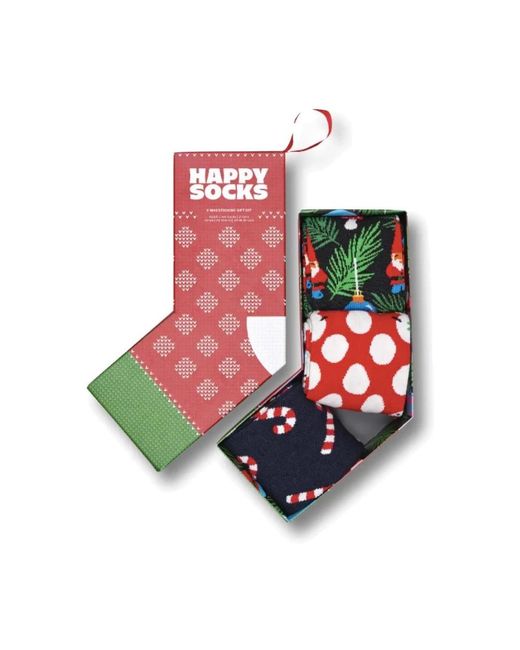 Happy Socks Ondergoed ,Veelkleurig ,Katoen 3-Pack X-Mas Kerstsokken Geschenkset in het Blue