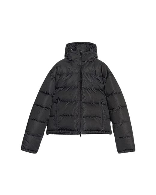Balenciaga Jassen ,Zwart ,Polyester Gewatteerde Donsjas Met Opvouwbare Capuchon in het Black voor heren