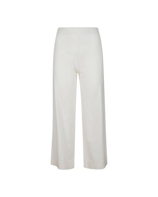Pantalones anchos de viscosa elástica con dobles bordes Liviana Conti de color White