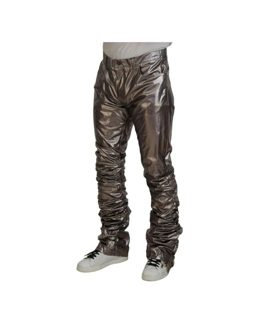 Dolce & Gabbana Gray Slim-Fit Trousers for men