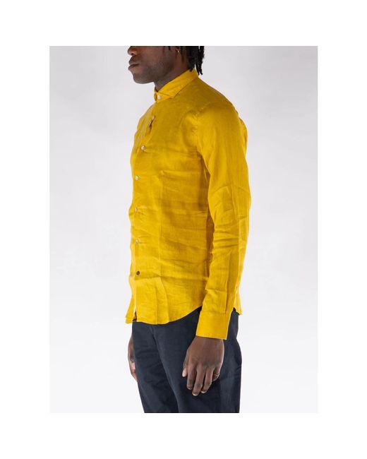 Yes Zee Langarm leinenhemd in Yellow für Herren