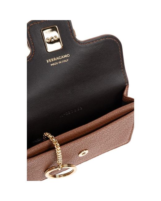 Ferragamo Brown Gancini Kartenetui