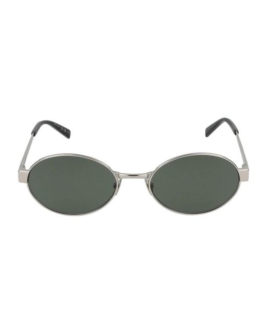 Saint Laurent Metallic Logo Metal Oval Sunglasses